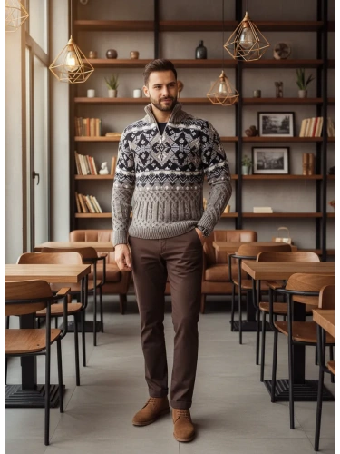 Свитер мужской на молнии теплый шерстяной фото 5