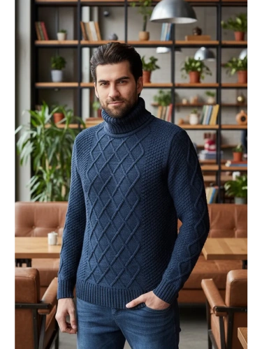 Свитер мужской с горлом теплый шерстяной фото 5