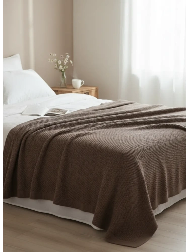 Плед 200х220 на кровать диван покрывало вязаный Хлопок 100 %