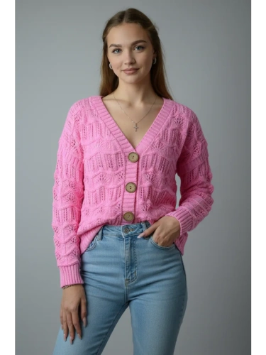 Кардиган женский кроше укороченный оверсайз