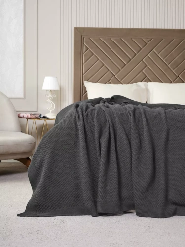 Плед 220х240 на кровать диван покрывало вязаный Хлопок 100 %