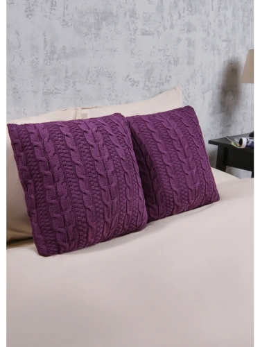 Наволочка декоративная вязаная для подушки 45 x 45 см хлопок фото 2