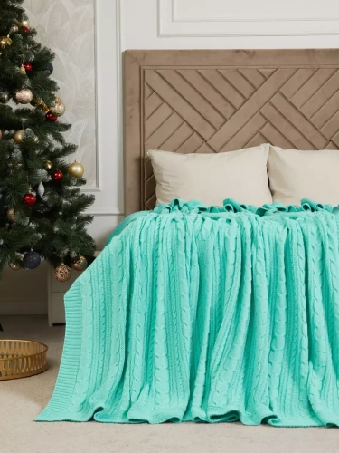 Плед 160х220 на кровать диван покрывало вязаный Хлопок 100 % фото 4