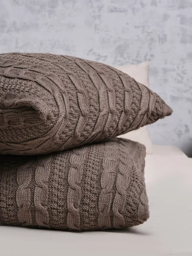 Наволочка декоративная вязаная для подушки 45 x 45 см хлопок фото 3