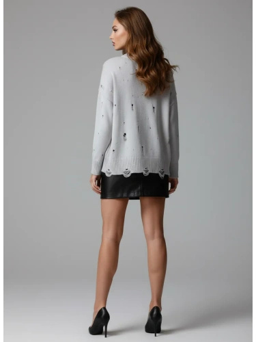 Свитер женский оверсайз рваный укороченный кофта фото 2