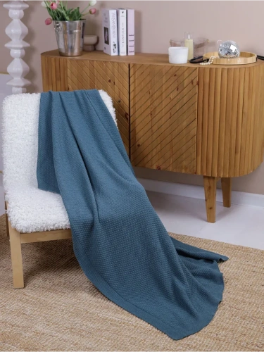 Плед 220х240 на кровать диван покрывало вязаный Хлопок 100 % фото 6