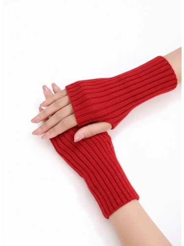 Митенки красный теплые перчатки без пальцев y2k