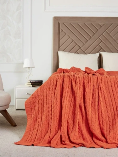 Плед 220x240 на кровать диван покрывало вязаный хлопок 100% фото 4