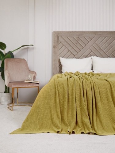 Плед 220х240 на кровать диван покрывало вязаный Хлопок 100 %