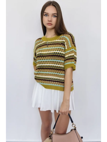 Кофта нарядная оверсайз укороченный ажурная кружевная сетка фото 4