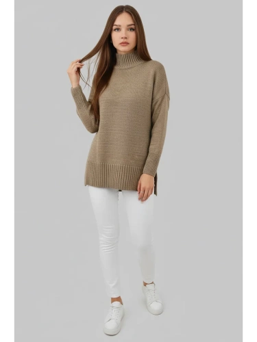 Свитер оверсайз с горлом теплый шерстяной Джемпер фото 4