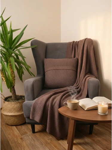 Наволочка декоративная вязаная для подушки 45 x 45 см хлопок фото 6