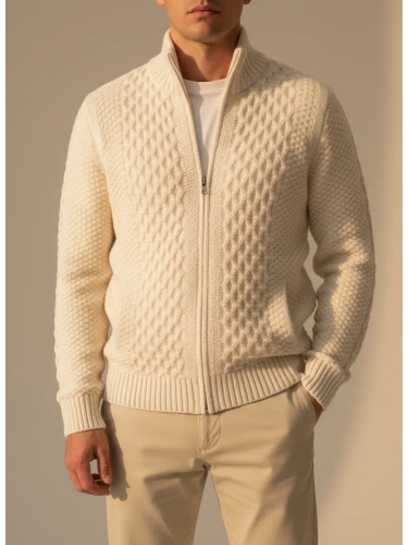 Кардиган мужской на молнии Жакет вязаный шерстяной Кофта фото 5