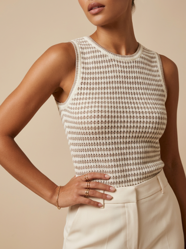 Топ майка вязаный в полоску женский фото 4