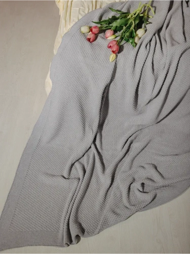 Плед 180х220 на кровать диван покрывало вязаный Хлопок 100 % фото 3