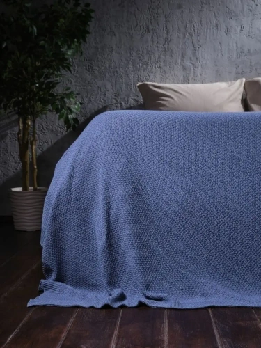 Плед 160х220 покрывало на диван кровать вязаный хлопок 100% фото 4