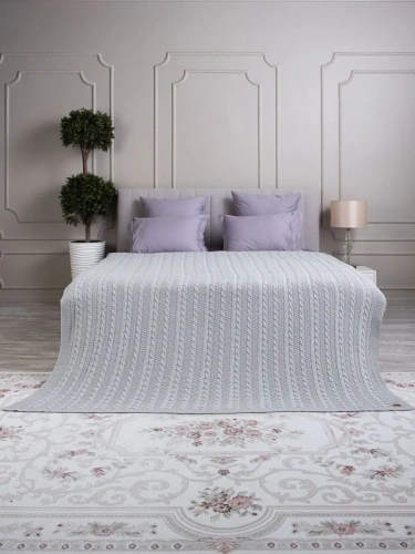 Плед 200x220 на кровать диван покрывало вязаный хлопок 100% фото 3
