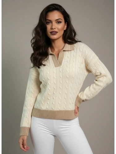 Свитер вязаный с отложным воротником фото 3