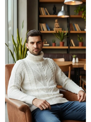 Свитер мужской с горлом теплый шерстяной фото 3