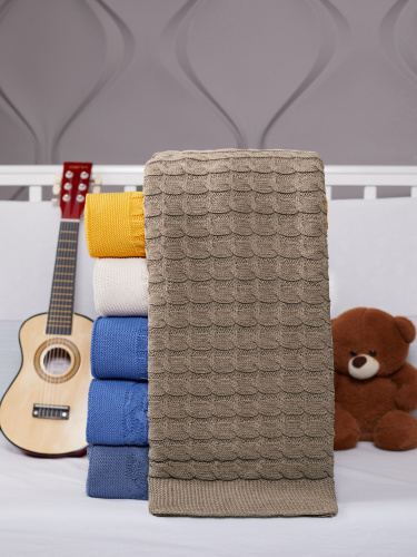 Плед вязаный для малыша 110x90 см хлопок для новорожденных фото 5