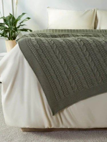 Плед 160х220 покрывало на диван кровать вязаный хлопок 100% фото 3