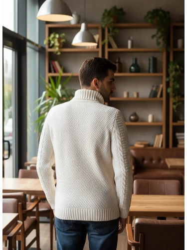 Свитер мужской с горлом теплый шерстяной фото 2