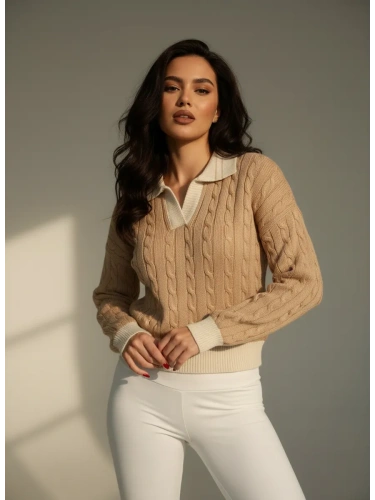 Свитер вязаный с отложным воротником фото 4