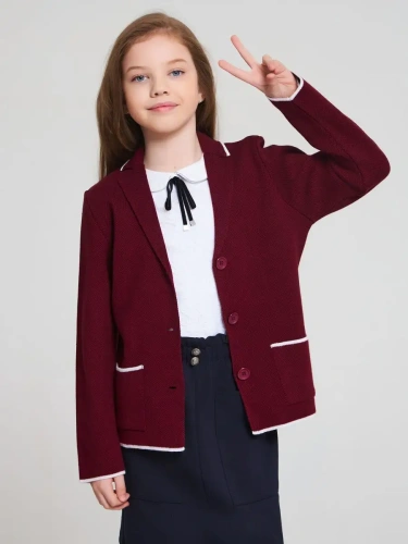 Кардиган Пиджак для девочки Школьный вязаный Жакет кофта фото 7