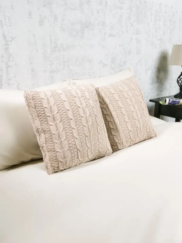 Наволочка декоративная вязаная для подушки 45 x 45 см хлопок фото 2