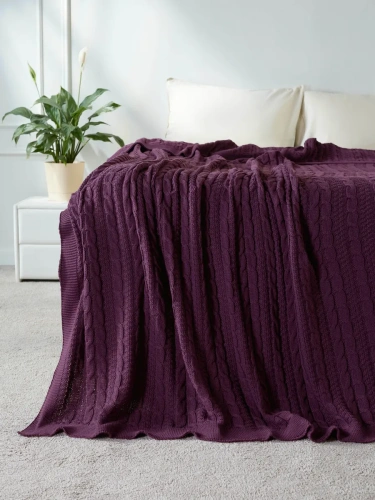 Плед 220x240 на кровать диван покрывало вязаный хлопок 100% фото 4