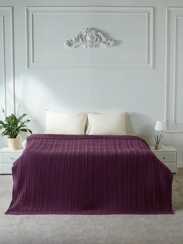 Плед 220x240 на кровать диван покрывало вязаный хлопок 100%