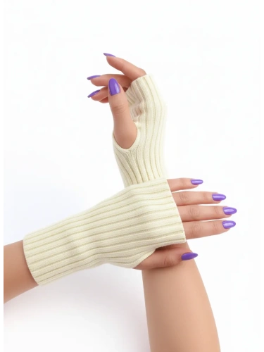 Митенки молочный теплые перчатки без пальцев y2k фото 4