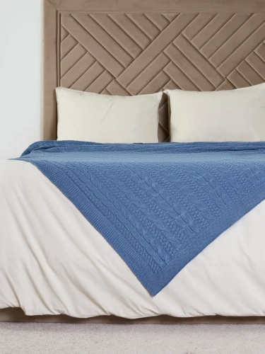 Плед 200x220 на кровать диван покрывало вязаный хлопок 100% фото 2