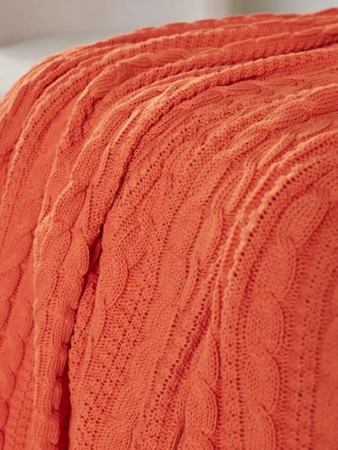 Плед 220x240 на кровать диван покрывало вязаный хлопок 100% фото 2