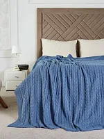 Плед 200x220 на кровать диван покрывало вязаный хлопок 100%