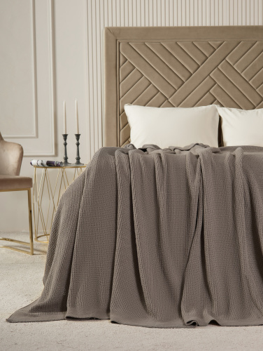 Плед 240х260 на кровать диван покрывало вязаный Хлопок 100 % фото 2