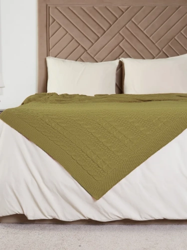 Плед 220x240 на кровать диван покрывало вязаный хлопок 100% фото 3