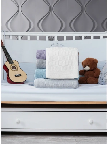 Плед вязаный для малыша 110x90 см хлопок для новорожденных фото 2