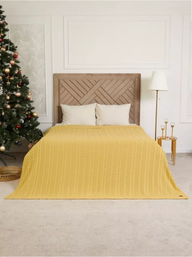 Плед 200x220 на кровать диван покрывало вязаный хлопок 100% фото 4
