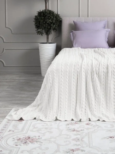 Плед 200х220 на кровать диван покрывало вязаный хлопок 100% фото 2