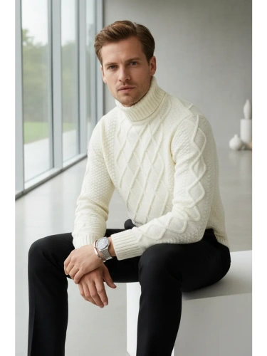 Свитер мужской с горлом теплый шерстяной