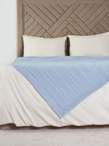 Плед 160х220 покрывало на диван кровать вязаный хлопок 100%