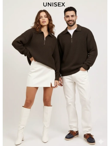 Свитер оверсайз теплый вязаный на молнии с воротником фото 3