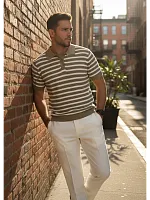 Вязаная футболка поло в полоску