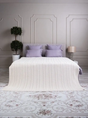 Плед 180x220 на кровать диван покрывало вязаный хлопок 100% фото 4