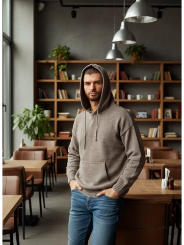 Худи мужское с капюшоном на весну унисекс оверсайз Вязаный фото 4