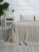 Плед 160х220 на кровать диван покрывало вязаный Хлопок 100 %