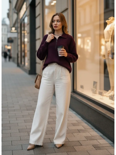 Свитер оверсайз теплый вязаный на молнии с воротником фото 4