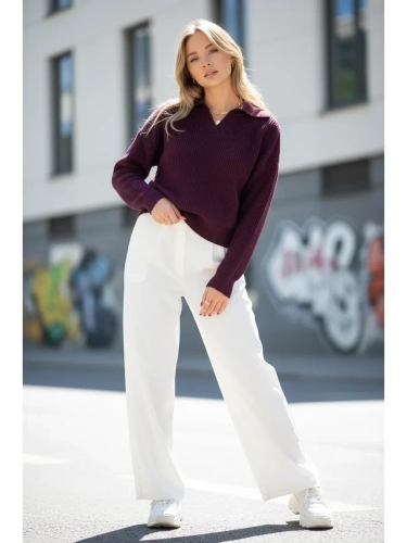 Укороченный свитер поло вязаный фото 7