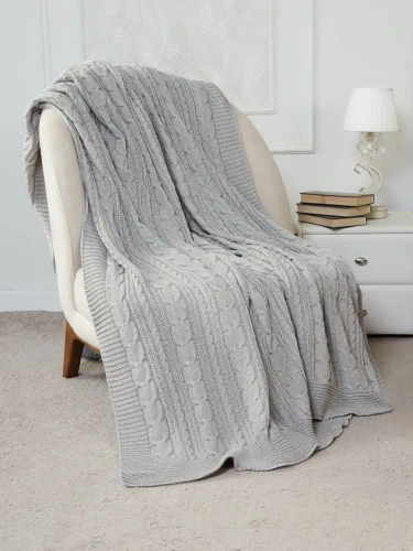 Плед 220х240 на кровать диван покрывало вязаный Хлопок 100 % фото 2